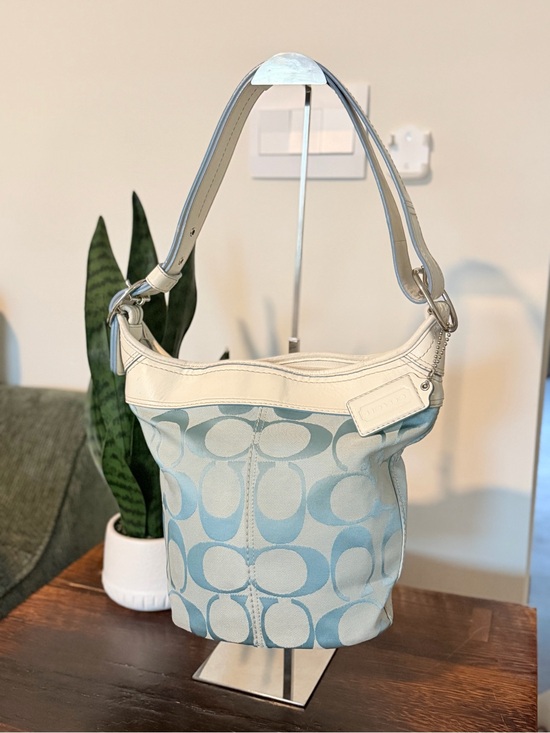 Coach Handbags - Coach Bleeker Signature Jacquard Blue Convertible Bucket Bag F13358
